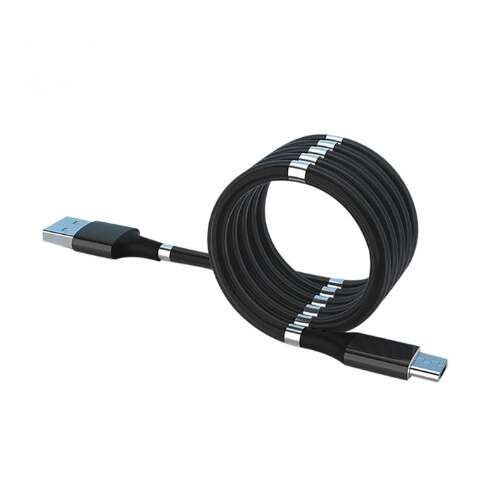 Fekete mágneses USB-C töltőkábel, 1 méter hosszú, Flippy márka