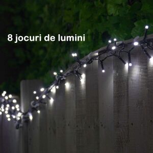 YOTO Christmas string lights on a fence, cool white LEDs - Home & Garden