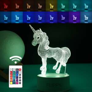 Lampă de noapte LED Flippy 3D Unicorn cu telecomandă și 16 culori - Lămpi decorative