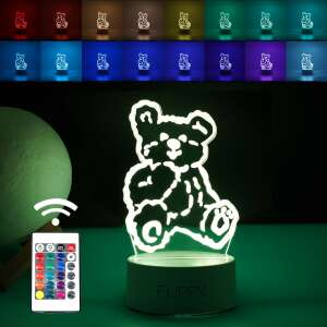 Flippy 3D LED night light with remote control, bear design, 20 cm high, multicolor light, white - Decorative Lamp