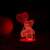 Flippy 3D LED night light with bear and heart balloon design, lit up in red color