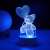 Flippy 3D LED night light with bear and heart balloon design, lit up in blue color