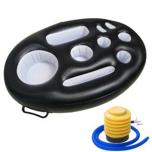 Black inflatable floating drink holder with 9 compartments, Flippy, for pool parties, beach trips, and hot tubs - Drink Holder