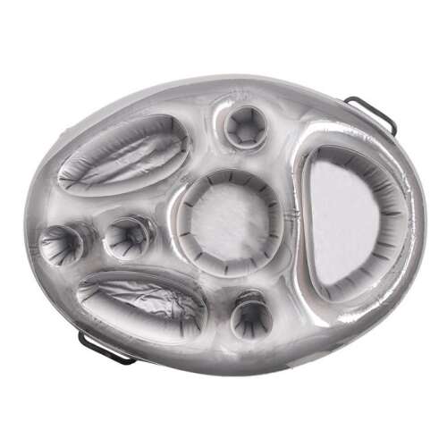 Inflatable floating drink holder with 8 compartments, Flippy, gray, top view