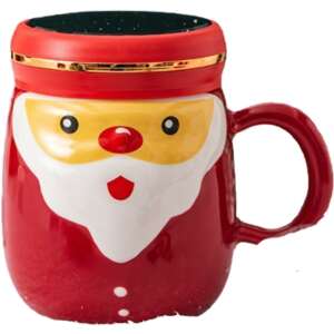 Flippy Santa Claus ceramic mug with mirror lid, 430 ml, red - Coffee & Tea Set