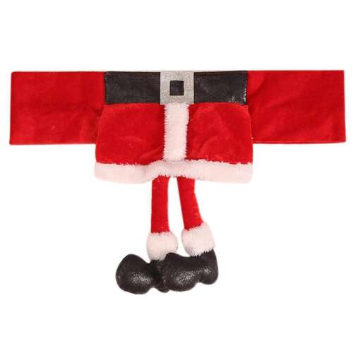 Decoratiune spătar scaun Moș Crăciun, decoratiune scaun de Crăciun, decoratiune spătar scaun roșu, husă spătar scaun, decor Crăciun, decor de sărbători