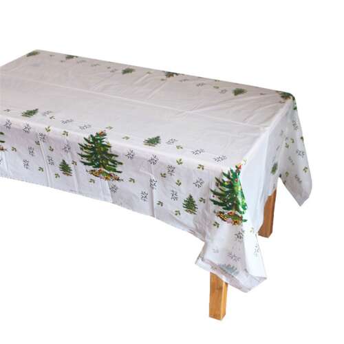 White rectangular tablecloth with Christmas tree pattern, 180 x 108 cm