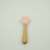 pink silicone fork with wooden handle for baby