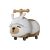 Flippy Ride-On Car, Puppy Design, White and Brown, angled view