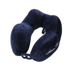 Poduszka podróżna Flippy Cotton Neck z 4 grudkami, regulowana, niebieska