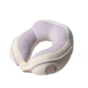 Cestovný vankúšik, Flippy, na krk a hlavu, bavlnená výplň, 28x28x10 cm, s vyšívaným vzorom zajaca, orgován