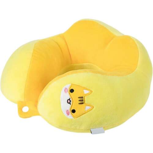 Sárga utazási nyakpárna macska hímzéssel, Flippy márka