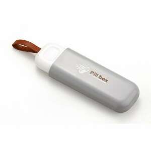 Pudełko do przechowywania leków, Flippy, przenośne, 3 przegrody, typ breloka, plastikowe, przesuwane, szare, 10,7 x 3,6 x 1,6 cm