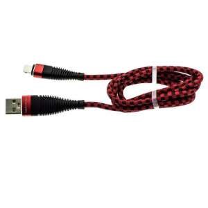 Red and black braided USB-C to Lightning charging cable, 1 meter long - USB Cable