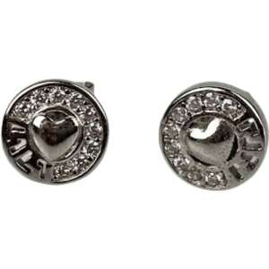 Cercei Jolie Silver 925 din argint sterling, inimă în cerc, 8 mm, cu pietre de zirconiu - Cercei damă