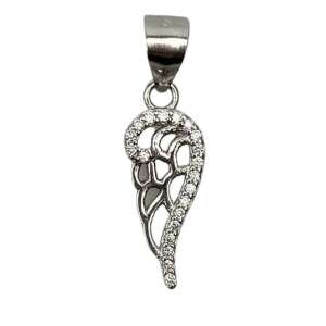Silver wing pendant with zirconia, 925 sterling silver, Jolie Silver - Women's Accessory