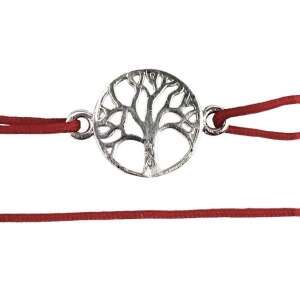 Brățară reglabilă din sfoară roșie cu pandantiv din argint 925 în formă de arbore al vieții, marca Jolie - Brățări dame