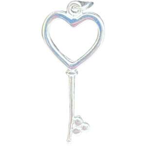 Jolie Silver 925 Sterling Silver Heart Key Pendant - Women's Accessory