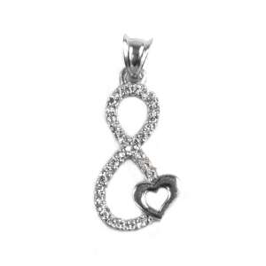 Srebrny wisiorek nieskończoności z sercem, 925, 2,8 cm x 1 cm - Flippy Wisiorek damski