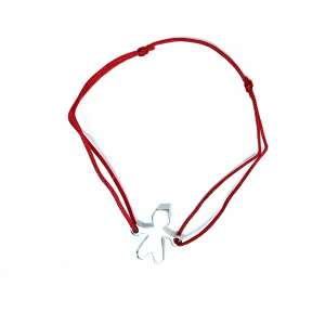 Brățară reglabilă cu șnur roșu cu pandantiv băiat din argint 925, Jolie argint - Brățări dame