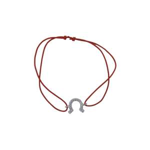 Brățară reglabilă din sfoară roșie cu pandantiv din argint 925 în formă de potcoavă, Jolie argint, 0,5g, 1,5cm x 1,2cm - Brățări dame