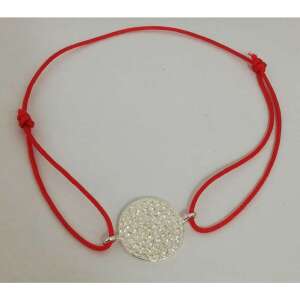 Brățară de argint cu șnur roșu și pietre mici, model Banut - Brățări dame