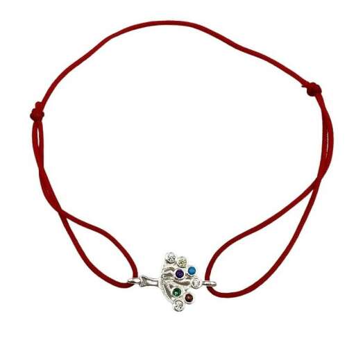 Brățară reglabilă din sfoară cu arbore de argint și pietre colorate, Jolie Silver