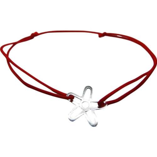 Brățară cu șnur reglabil cu contur de floare din argint, Jolie 925 argint, șnur roșu