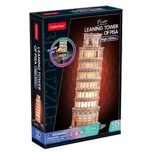 CubicFun Pisai Ferde Torony 3D LED Puzzle, 42 darabos, Éjszakai Kiadás - Puzzle & Kirakó