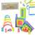 Ikonka Rainbow Montessori Wooden Building Blocks with Box