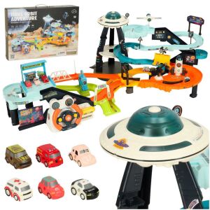 Ikonka Autópálya Space Adventure Parking Garage Playset with 6 Cars - Motorway & Parking Garage