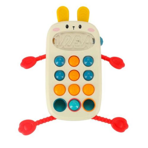Ikonka Montessori Rabbit Phone Baby Toy with Number Buttons and Sensory Arms
