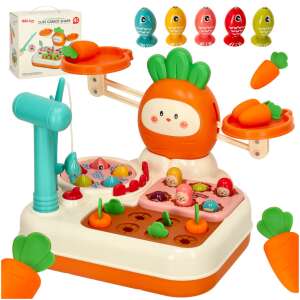 Ikonka 4in1 educational balance scale toy with fishing, carrot harvest, whack-a-mole and balance game - Ikonka