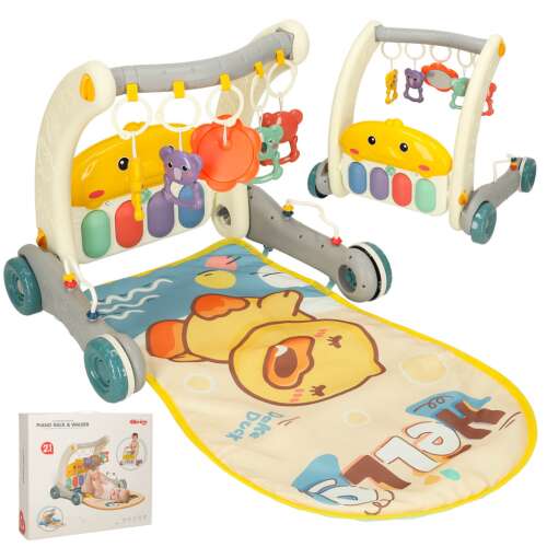 Ikonka Bibi-inn 2in1 Instructional Play Mat and Walking Helper - Grey