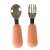 Baby spoon and fork set with peach silicone handles