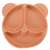 Peach silicone bear-shaped baby plate with compartments
