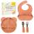 Silicone baby feeding set with bib, plate, spoon and fork, boxed