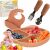 Silicone baby feeding set in use with food and baby