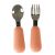 Baby spoon and fork set with peach silicone handles