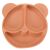 Peach silicone bear-shaped baby plate with compartments