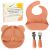 Silicone baby feeding set with bib, plate, spoon and fork