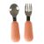 Baby spoon and fork set with peach silicone handles