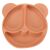 Peach silicone bear-shaped baby plate with compartments