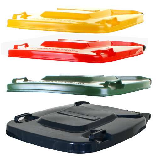 Green, red, yellow and black waste bin lids, 120L, for 120L bins