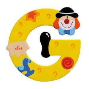 Sevi Holzbuchstabe G mit Clown-Design, gelb - Dekorative Buchstaben
