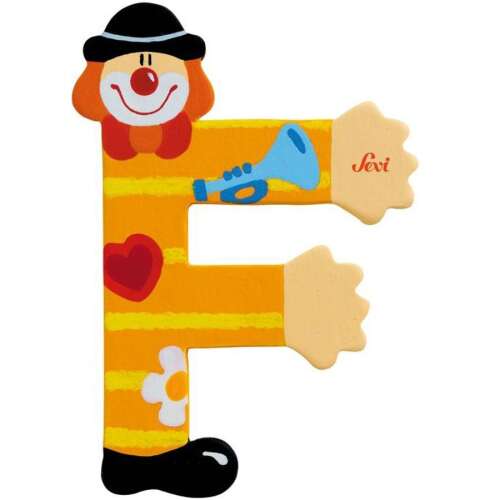 Sevi Holzbuchstabe F, Clown-Design, gelb