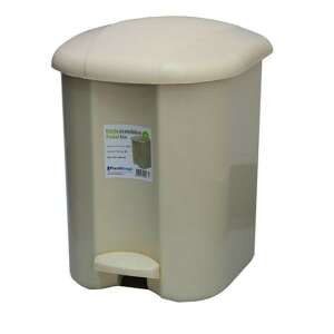 Beige 17L pedal bin with lid, indoor trash can - Trash can