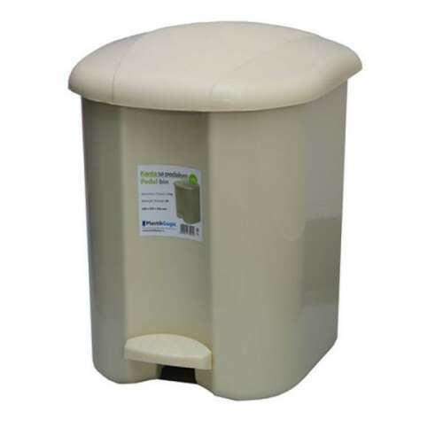 Beige 17L pedal bin with lid, indoor trash can