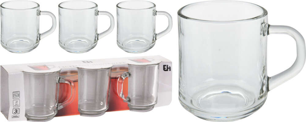 Üveg Bögre Szett - 3 db - 2,4 dl