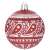 Red Christmas ornament with white glitter and paisley pattern